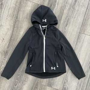 Under Armour YSM Black Zip-Up Hoodie Jacket Girls Loose Fit
